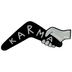 Karma Boomerang Hand Enamel Pin Lapel Bag Jacket Accessory